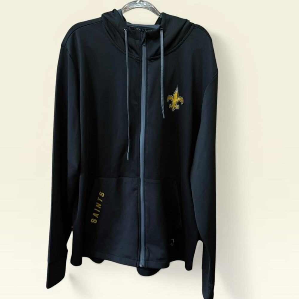 NFL MSX Michael Strahan Mens XXL Full Zip Hooded Jacket New Orleans Saints NEW